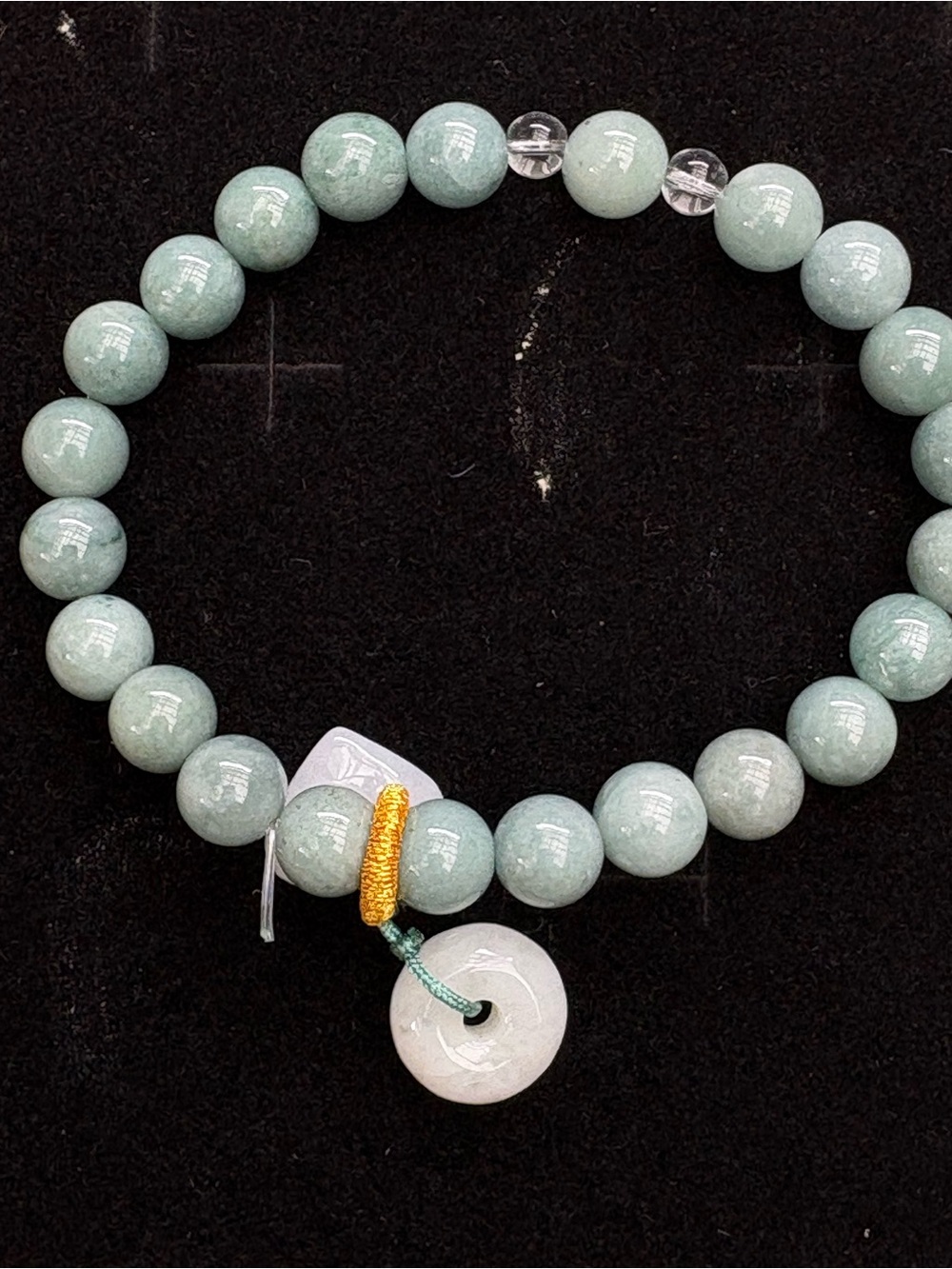 Green Jade Beaded Stretch Bracelet - Unbranded